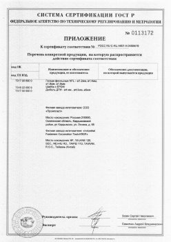 2019.11.16 Орехово-Зуево - Приложение к сертификату Изделия крепежные из металла, торговая марка Tech-KREP. Серийный выпуск